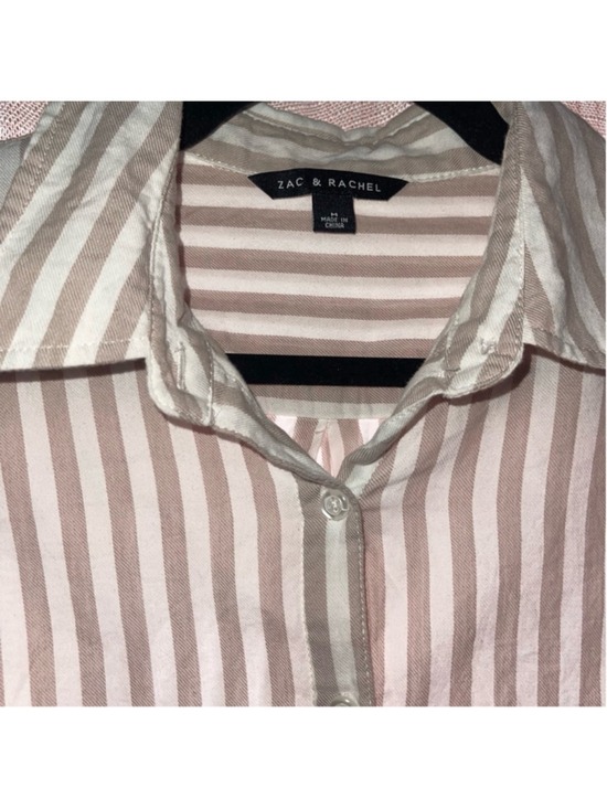 Zac & Rachel Tops - Zac & Rachel Cream & White Striped Button-Up Blouse - Women’s Medium - EUC